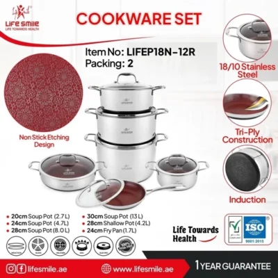 سرویس قابلمه کف لیزری 12 تکه لایف اسمال مدل LIFEP18N-12R